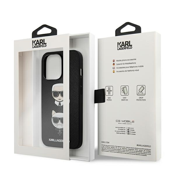 KARL LAGERFELD KLHCP13LSAKICKBK IPHONE 13 PRO / 13 6.1 "BLACK / BLACK HARDCASE SAFFIANO KARL & CHUPETTE
