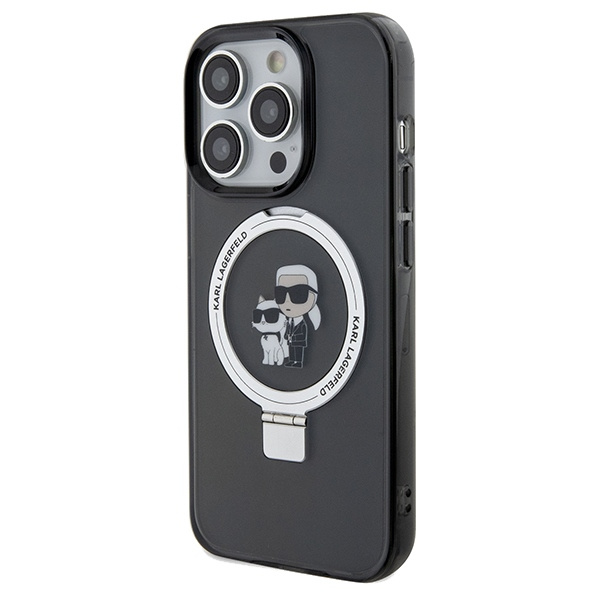 Etui Karl Lagerfeld Ring Stand Karl&Choupettte MagSafe na iPhone 13 Pro Max - czarne