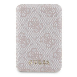 Guess Powerbank indukcyjny 15WGUPB5FP4EMGP 5000mAh różowy/pink 4G Leather Metal Logo MagSafe