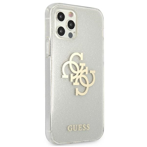 Guess GUHCP12LPCUGL4GTR iPhone 12 ProMax 6,7" transparent hard case Glitter 4G Big Logo
