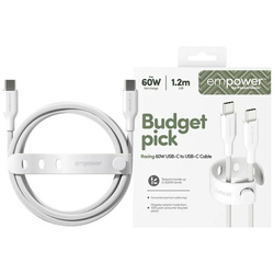 Kabel empower by PanzerGlass Racing 60W  USB-C do USB-C 1.2m srebrno-biały