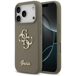 Etui Guess Silicone Big 4G Script do     iPhone 17 Pro Max brązowy