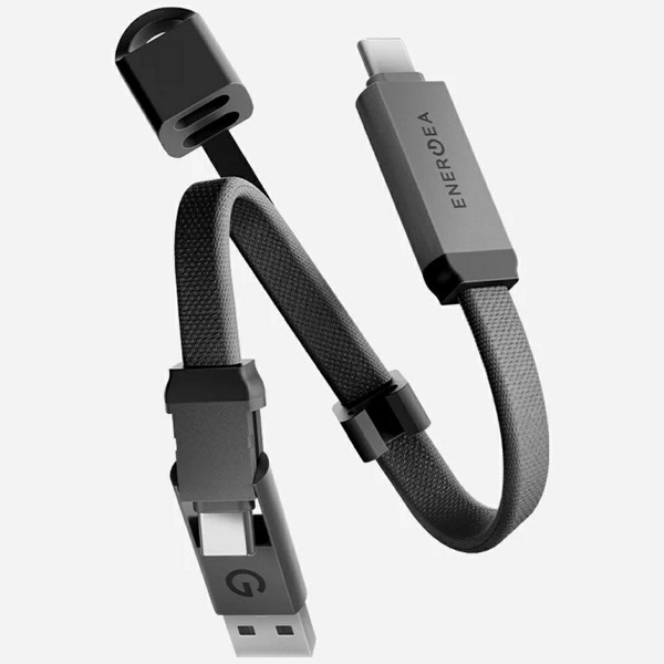 Kabel Energea Sheath Key 2w1 USB-C do USB-C/USB-A 480Mbps 60W 15cm gunmetal