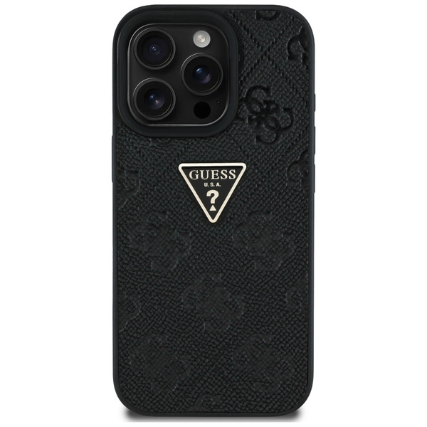 Etui Guess Hot Stamp 4G Pattern Triangle Metal Logo do iPhone 16 Pro czarny