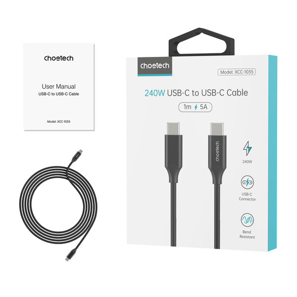 Choetech XCC-1036 USB-C - USB-C PD cable 240W 480Mb/s 2m - black