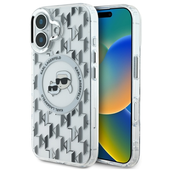 Karl Lagerfeld KLHMP16SHMCKMHT iPhone 16 6.1" przezroczysty/transparent IML Monogram Karl&Choupette Head MagSafe