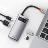 Baseus stacja dokująca Metal Gleam Series 4-in-1 Multifunctional Type-C HUB szara (Type-C to HDMI*1+USB3.0*1+USB2.0*1+PD*1)