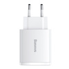 Baseus Compact szybka ładowarka sieciowa 2x USB / USB Typ C 30W 3A Power Delivery Quick Charge biały (CCXJ-E02)