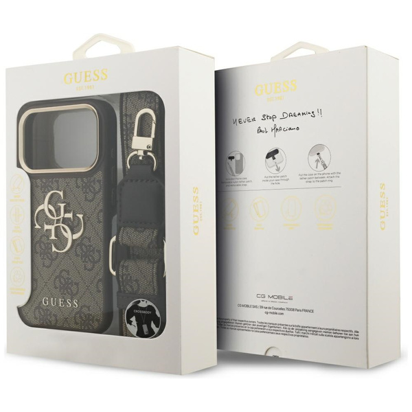 Etui Guess 4G Big 4G Classic Logo Big    Strap Metal Buttons do iPhone 17 Pro brązowy