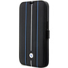 Etui BMW Leather Stamp Blue Lines na iPhone 14 Pro Max - czarne