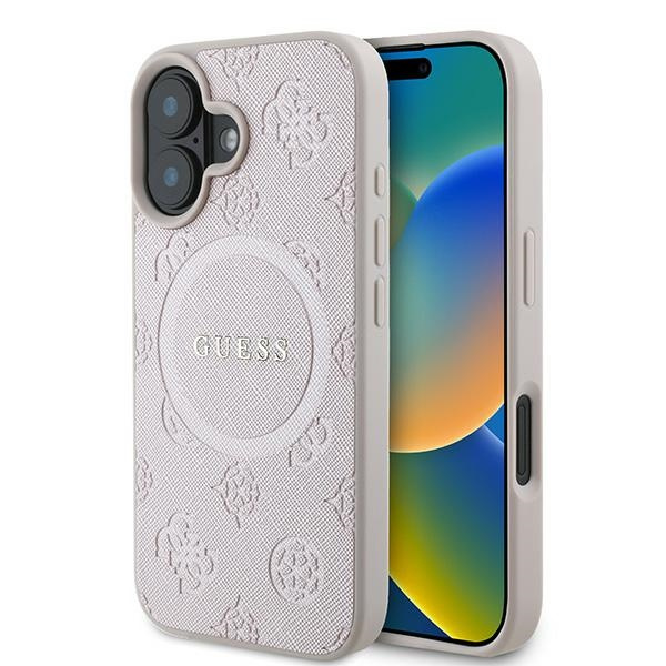 Guess GUHMP16MPSAPSMEP iPhone 16 Plus6.7" różowy/pink hardcase Saffiano Peony Classic Logo MagSafe