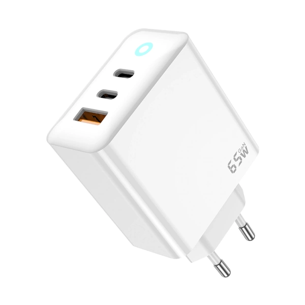 JELLICO ładowarka sieciowa EU20 GaN PD 65W 2xUSB-C + 1xUSB QC3.0 Biały