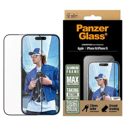 PanzerGlass Screen Protector Aluminum Frame iPhone 16 / 15 6.1" Ultra-Wide Fit 2849