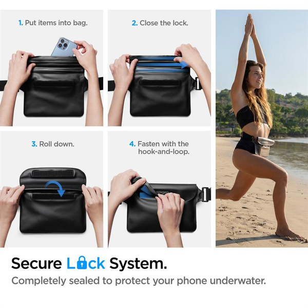 Torba Spigen Aqua Shield A620 wodoodporna biodrowa IPX8 - czarna 2 szt.