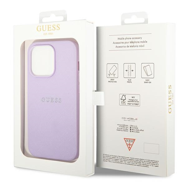 Guess GUHCP14XPSASBPU iPhone 14 Pro Max 6,7" fioletowy/purple Saffiano Strap