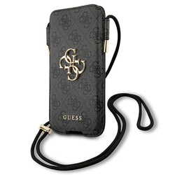 Guess Torebka na telefon GUHCP12M4GPSGR6,1" szary/grey 4G Metal Logo