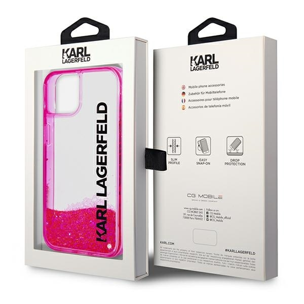 Etui Karl Lagerfeld Liquid Glitter Elong na iPhone 14 6,1" - różowe