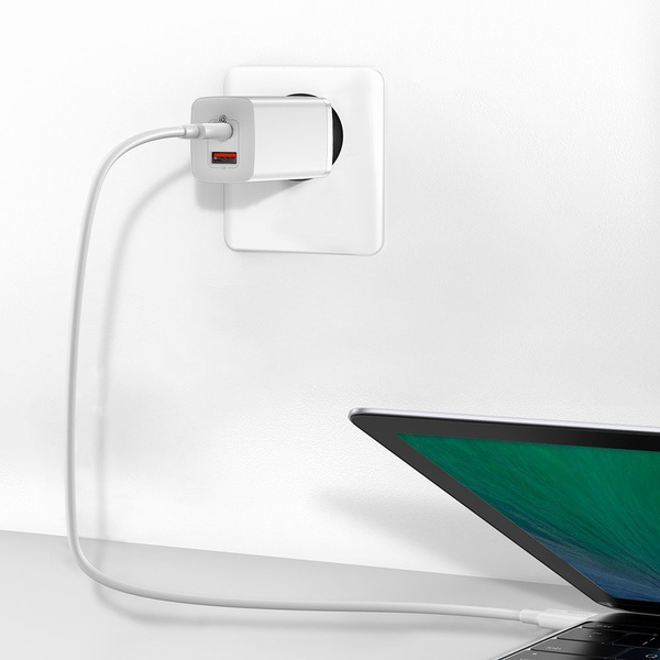 Baseus ładowarka sieciowa GaN2 Lite PD 65W 1x USB-C 1x USB biała