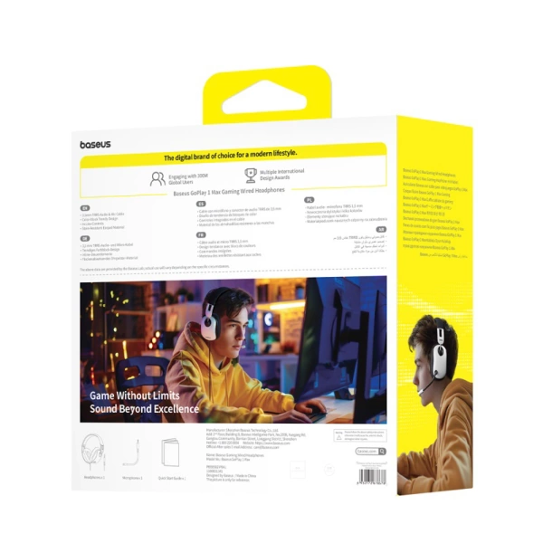 Słuchawki nauszne Baseus GoPlay 1 Max Gaming przewodowe gamingowe - biało-czarne