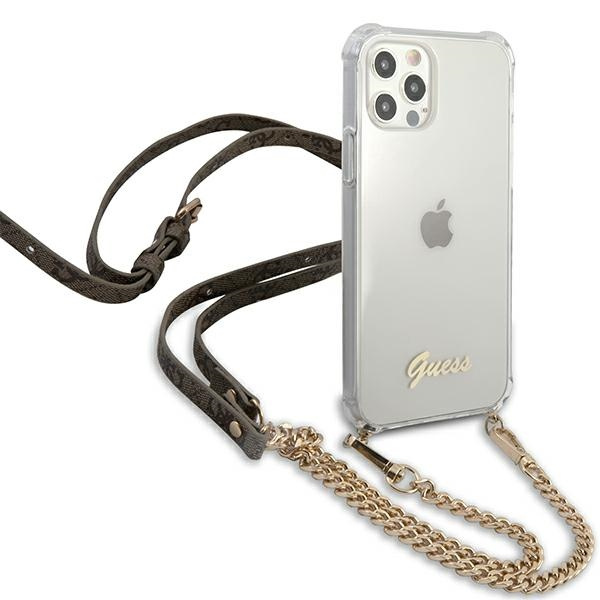 Guess GUHCP12MKC4GSGO iPhone 12/12 Pro6,1" Transparent hardcase 4G Gold Chain