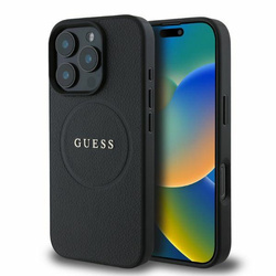 Guess GUHMP16LPGHSMMK iPhone 16 Pro 6.3" czarny/black hardcase Grained Ring MagSafe