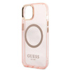 Guess GUHMP13MHTCMP iPhone 13 / 14 / 15 6.1" różowy/pink hard case Gold Outline Translucent MagSafe