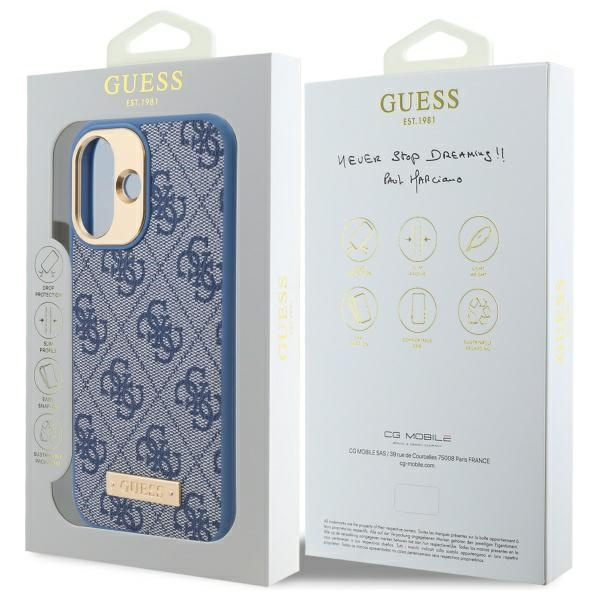 Guess GUHMP16MU4GPRB iPhone 16 Plus6.7" niebieski/blue hardcase 4G Logo Plate MagSafe