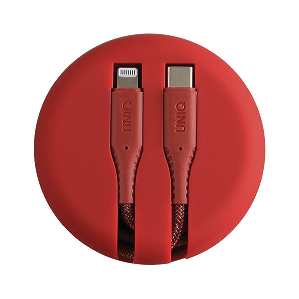 UNIQ kabel MFI Halo USB-C-Lightning 18Wnylonowy zwijany 1,2m czerwony/carmine red