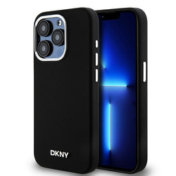 DKNY DKHMP15LSMCHLK iPhone 15 Pro 6.1"czarny/black hardcase Liquid Silicone Small Metal Logo MagSafe