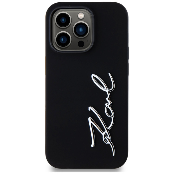 Etui Karl Lagerfeld Silicone Metal        Script Logo do iPhone 14 Pro czarny