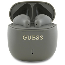 Guess słuchawki Bluetooth GUTWSJ14ESGE   TWS + stacja dokująca taupe Printed Classic Logo
