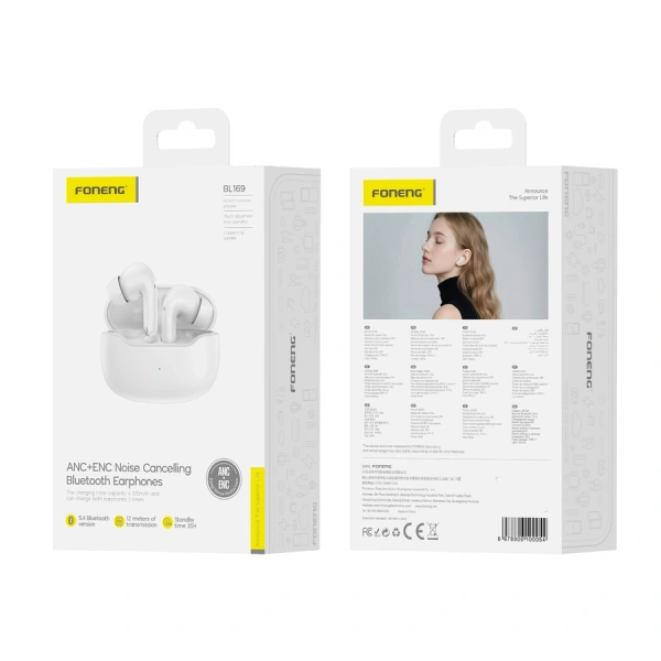 FONENG wireless earphones (ANC+ENC) BL169 White