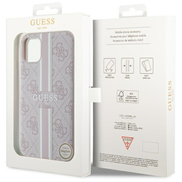 Guess GUHMN61P4RPSP iPhone 11 / Xrróżowy/pink hardcase 4G Printed Stripes MagSafe