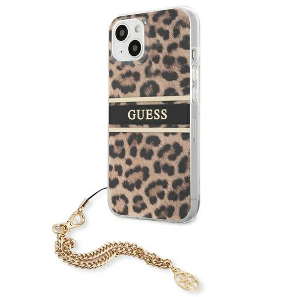 Guess GUHCP13SKBSLEO iPhone 13 mini 5,4"Leopard hardcase Gold Chain