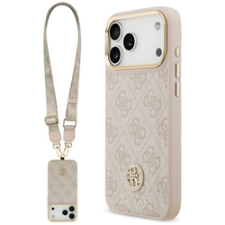 Etui Guess 4G Strass Logo & Big Strap    Metal Buttons MagSafe do iPhone 17 Pro Max różowy