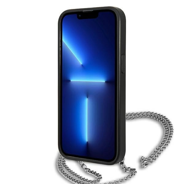 KARL LAGERFELD KLHCP13XPMK IPHONE 13 PRO MAX 6,7" HARDCASE CZARNY/BLACK LEATHER TEXTURED AND CHAIN