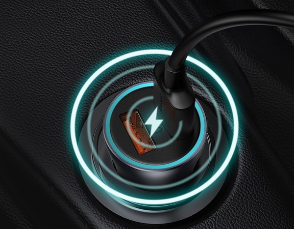 Baseus Golden Contactor Pro car charger USB-C / USB-A 40W PD QC 4+ SCP FCP AFC + cable - gray