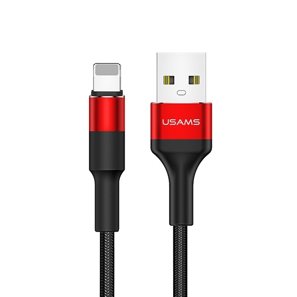 USAMS Kabel pleciony U5 2A lightningczerwony/red 1,2m SJ220IP02 (US-SJ220)