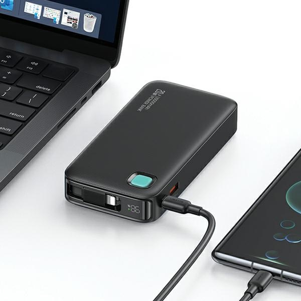 USAMS Powerbank ze zwijanym kablem Retractable Lightning 10000 mAh PD 20W Fast Charge XY Series fioletowy/purple 10KCD22503 (US-CD225)