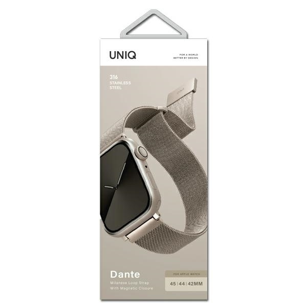 Pasek Uniq Dante Stainless Steel na Apple Watch 1/2/3/4/5/6/7/8/SE/SE2 42/44/45mm - beżowy