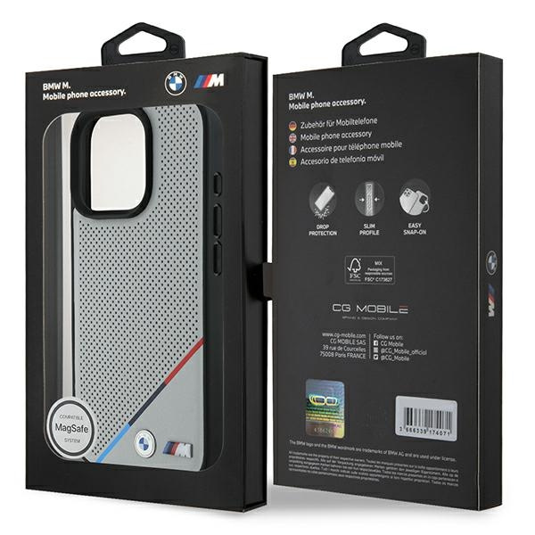 BMW BMHMP16L23PUPDG iPhone 16 Pro 6.3" szary/grey hardcase M Perforated Tricolor Line MagSafe