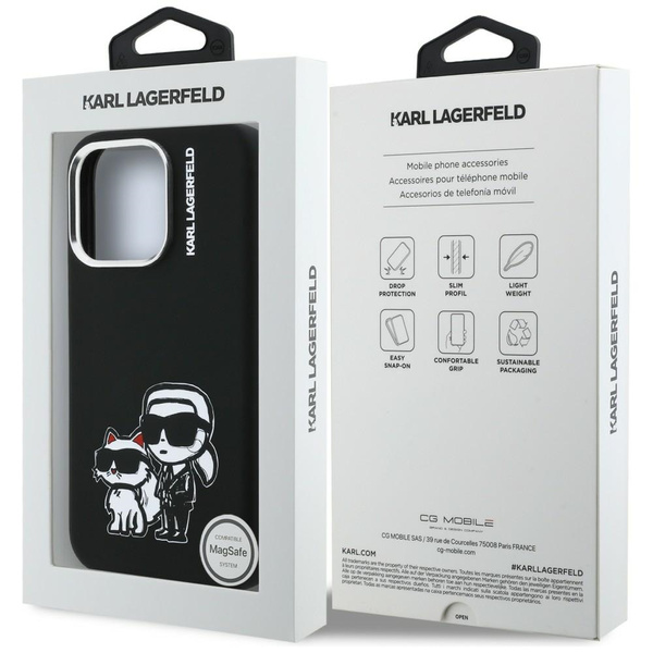 Etui Karl Lagerfeld Silicone             Karl&Choupette Sketch MagSafe do iPhone 16 Pro czarny