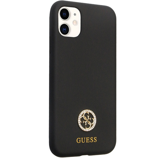 Guess GUHCN614DGPK iPhone 11 / Xr 6.1"czarny/black hardcase Silicone Logo Strass 4G