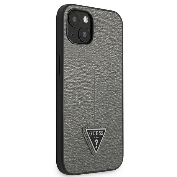 Guess GUHCP14SPSATLG iPhone 14 / 15 / 13 6.1" srebrny/silver hardcase SaffianoTriangle Logo