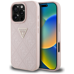 Etui Guess Hot Stamp 4G Pattern Triangle Metal Logo do iPhone 16 Pro Max różowy