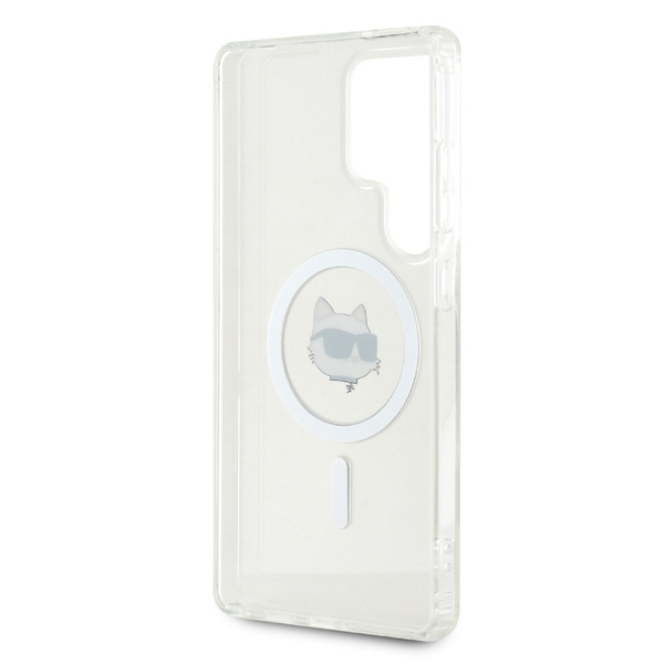 Etui Karl Lagerfeld Button Choupette     Head Printed Logo MagSafe do Samsung Galaxy S25 Ultra biały