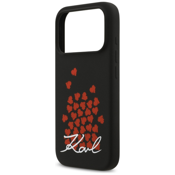 Etui Karl Lagerfeld Silicone Heart Sign  Logo MagSafe do iPhone 17 Pro czarny