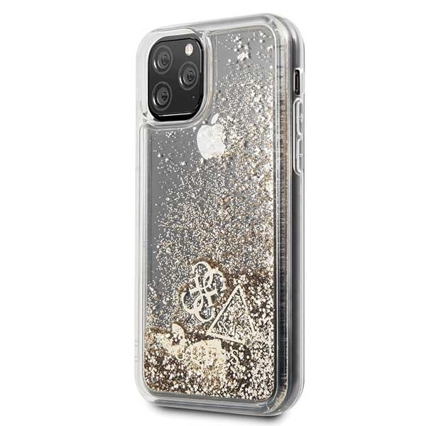 Guess GUHCN58GLHFLGO iPhone 11 Progold/złoty hard case Glitter Hearts