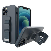 ROPE CASE GEL TPU AIRBAG CASE COVER WITH LANYARD FOR SAMSUNG GALAXY A22 4G NAVY BLUE
