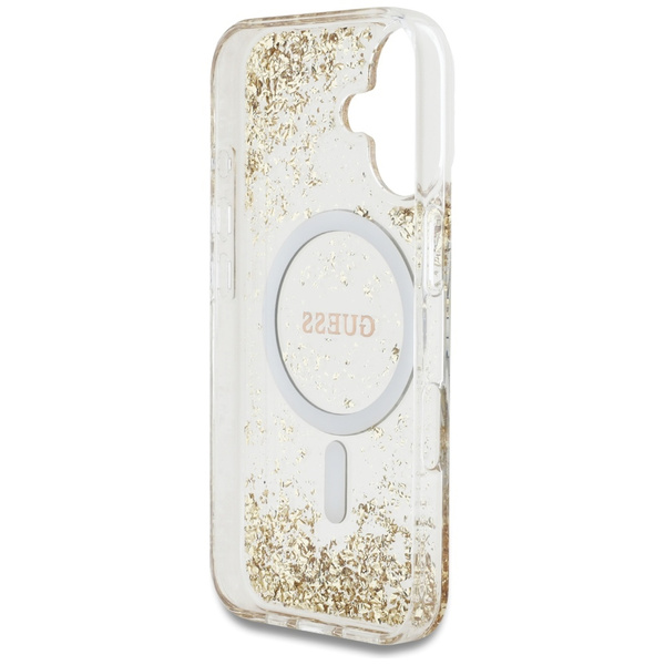 Etui Guess HC Resin Bottom Glitter do    iPhone 16 MagSafe złoty